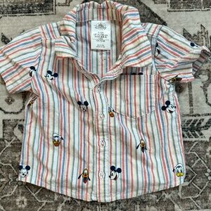 Disney Kids Striped Button Down Shirt with Characters